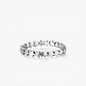 S925 Sterling Silver Star Ring For Women Minimalist Dainty Continuous Pentagram Stackable Finger Ring Sweet Fashion Jewelry