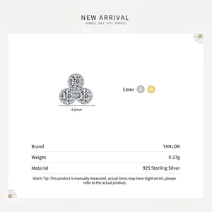 Élégant clou d'oreille géométrique en argent S925 avec trois zircons scintillants