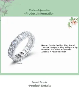 Vista dettagliata dell'anello in argento s925 da 4,3g con pietre di zirconia da 0,36cm