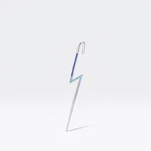 Σκουλαρίκια Ear Cuff από Ασήμι 925 σε Σχήμα Κεραυνού για Γυναίκες Μπλε Διαβάθμιση Στρας Ένθετο Μοντέρνα Κοσμήματα Μόδας