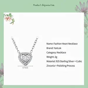 Élégant collier en argent sterling 925 avec pendentif cœur serti de zircons étincelants