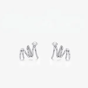 925 Sterling Silver Multi-layer Spiral Stud Earrings With Zirconia Minimalist Geometric Earrings For Women Niche Design Fashion Jewelry