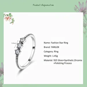 Bague étoile minimaliste en argent sterling 925 avec zircons pour femmes