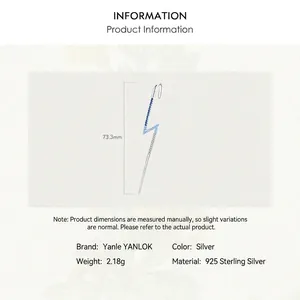 Ασημένιο 925 σκουλαρίκι κεραυνός με μπλε διαβαθμισμένα ζιργκόν για γυναίκες