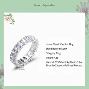 Elegante anello eternity in argento sterling S925 con zirconi cubici scintillanti