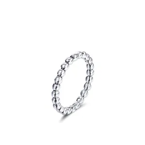 Bague perlée minimaliste en argent sterling S925 avec design de sphères polies