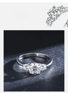 Detailed macro shot of S925 sterling silver ring with three AAA grade zircon stones