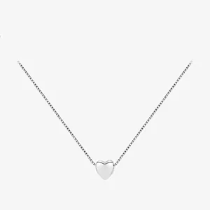Collier Pendentif Cœur en Argent Sterling 925 Chaîne Maille Miroir Minimaliste Choker pour Femme Bijoux Élégants Cadeau