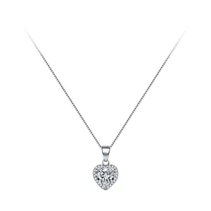 Collana con Pendente a Cuore in Argento Sterling 925 per Donna Elegante Zirconia Taglio a Cuore Gioielli di Moda Romantica Regalo