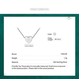 Élégant collier avec pendentif cœur en argent sterling 925 et chaîne réglable 40+5cm