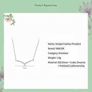 Collier minimaliste en argent sterling 925 en forme de V serti de zircons scintillants