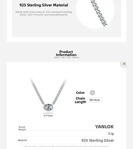 Spécifications du collier en argent 925 avec pendentif ovale en zircone 4,7x7mm