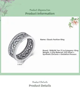 Détails d'une bague vintage en argent sterling S925 avec zircons et motif ajouré