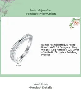 Detailed specs of irregular 925 sterling silver ring with cubic zirconia micro-inlay