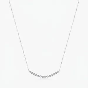 925 Sterling Silver Smile Curve Necklace With Sparkling Cubic Zirconia Minimalist Clavicle Chain For Women Elegant Gift