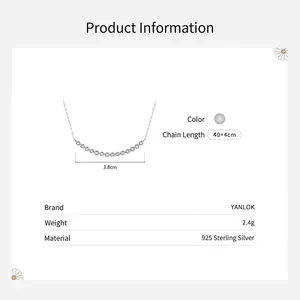 Elegant S925 sterling silver clavicle necklace with curved zircon pendant and dimensions