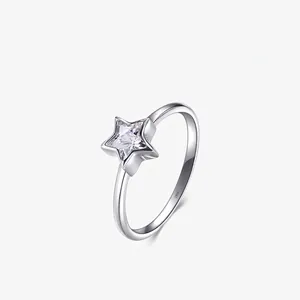 Bague Étoile en Argent Sterling 925 Pour Femmes Zirconia Minimaliste Étoile à Cinq Branches Bague Bijoux de Mode Cadeau