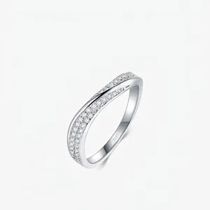 925 Sterling Silver Wavy Irregular Ring For Women Micro Pave Zirconia Minimalist Elegant Fashion Polished Jewelry Finger Ring