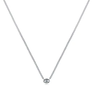 Collier minimaliste en argent sterling S925 avec pendentif en zircone ovale