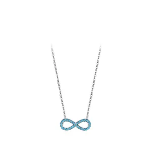 S925 sterling silver necklace with infinity symbol pendant and blue turquoise stones
