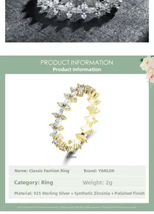 Vue détaillée des bagues fleur en argent 925 avec zircons marquise en finitions argent et or
