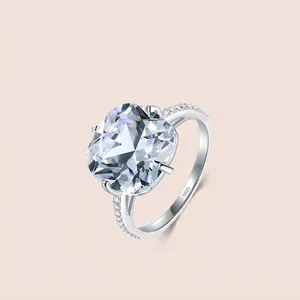 Bague de Fiançailles en Argent Sterling 925 Avec Zirconia Taille Coussin pour Femme Luxe Pierre Carrée Bijoux