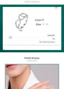 Detail of S925 sterling silver wavy ring showing S925 hallmark, 1.5mm width and 1.8g weight