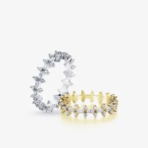 Bague Fleur en Argent Sterling 925 de Luxe Design Original Élégante Bague Doigt Marquise Incrustée pour Femme Bijoux de Fête