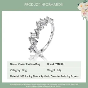 Classic 925 sterling silver ring featuring various cubic zirconia stones and S925 engraving