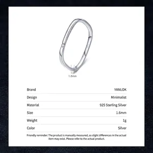 Bague minimaliste en argent sterling S925 avec petit diamant et bande de 1,6 mm