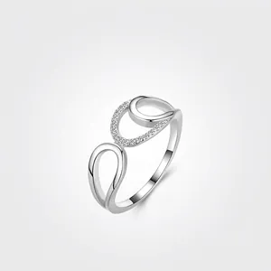 S925 Sterling Silver Geometric Intersecting Lines Ring Micro Inlaid Zirconia Cubic Zirconia Minimalist Fashion Ring Jewelry Gift Women