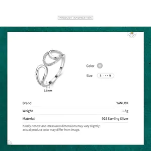 Minimalist S925 sterling silver ring featuring interlocking bands and zircon stones