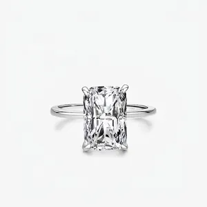 Bague en Argent Sterling 925 Zirconia Rectangle pour Femmes Luxe Taille Radiant Bague de Fiançailles Mariage Bijoux Mode