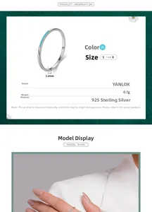 Détail d'une bague fine de 1,2 mm en argent sterling 925 avec turquoise et poinçon S925