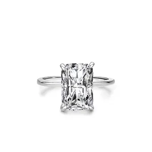 Bague élégante en argent sterling S925 avec un grand oxyde de zirconium rectangulaire