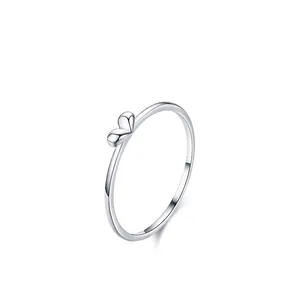 Elegant 925 sterling silver ring with a small 3D heart design on a clean white background