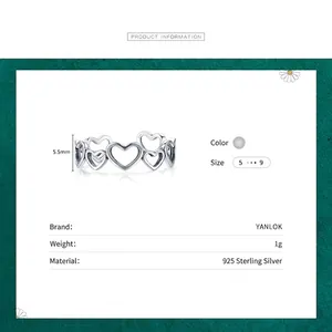 S925 sterling silver minimalist hollow heart open ring showing 5.5mm width and 1g weight