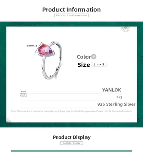 Close-up of S925 sterling silver ring with pear-cut gradient tourmaline stone specs
