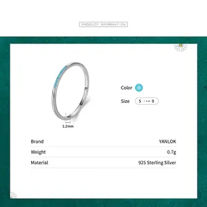 Bague minimaliste en argent sterling 925 avec turquoise bleue dans un design fin élégant
