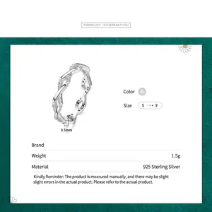 Bague en argent sterling S925 avec motif losange, micro-pavé et texture de 3,5 mm