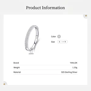 Minimalist S925 sterling silver double row pavé ring with white diamonds in 2.2mm width