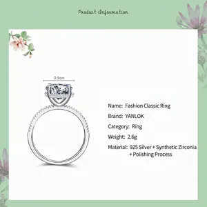 Elegante anello in argento 925 con zirconia rotonda da 0,9 cm e montatura a sei griffe