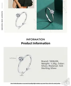 Detailed view of S925 silver star ring with dimensions and 1.28g weight specs
