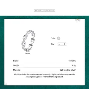 S925 sterling silver chain ring with pavé crystals, 3.6mm width and minimalist design