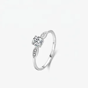925 Sterling Silver Ring For Women Zirconia Leaf Round Stone Ring Fashion Light Luxury Jewelry Finger Ring Accessories