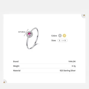 Bague en argent sterling S925 avec pierre précieuse rouge carrée et halo de diamants