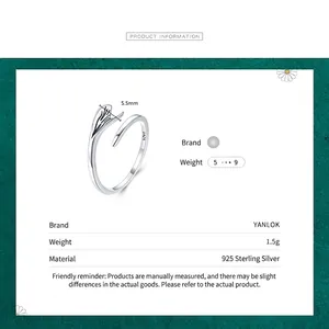 Elegant 925 sterling silver mermaid tail open ring with adjustable band for women