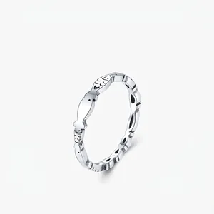 Bague Ouverte en Argent Sterling 925 Motif de Poisson pour Femme Anneau Motif Animal Mignon Bijoux Mode Cadeau Quotidien