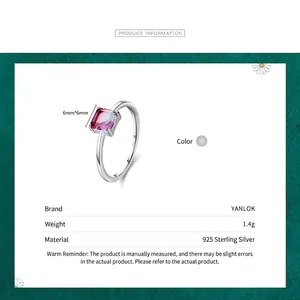 925 Sterling Silver Ring with 6mm Gradient Paraiba Square Cut Gemstone for Women