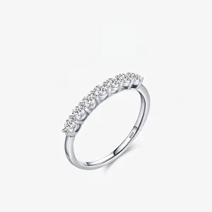 925 Sterling Silver Row Zirconia Ring For Women Minimalist Dainty Sparkly Band Simple Exquisite Fashion Commuter Jewelry